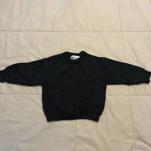 Zara Black Crewneck Sweater with Ribbed Details